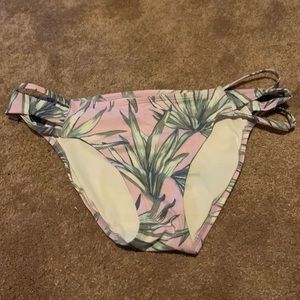 Pink floral swim bottoms.
